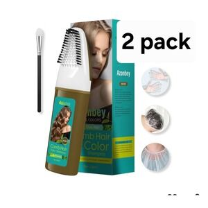 2 Pack, 4 in 1 Herbal Natural Plant Hair Color Shampoo With Comb (Brown)